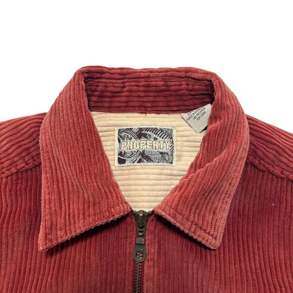 VTG 90's Wide Wale Corduroy Full Zip Jacket Red M - Picture 3 of 4